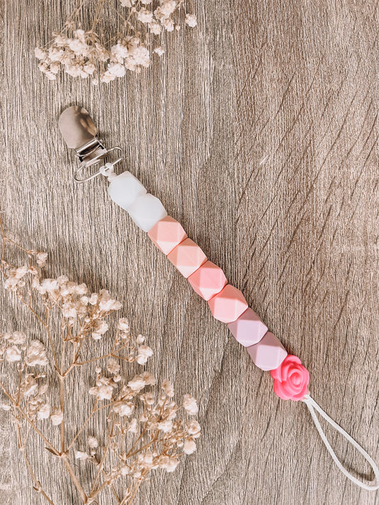 Hart Strings Soother Clips - Hexagon Pink