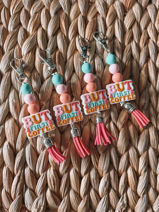 Hart Strings Keychain - But First Coffee